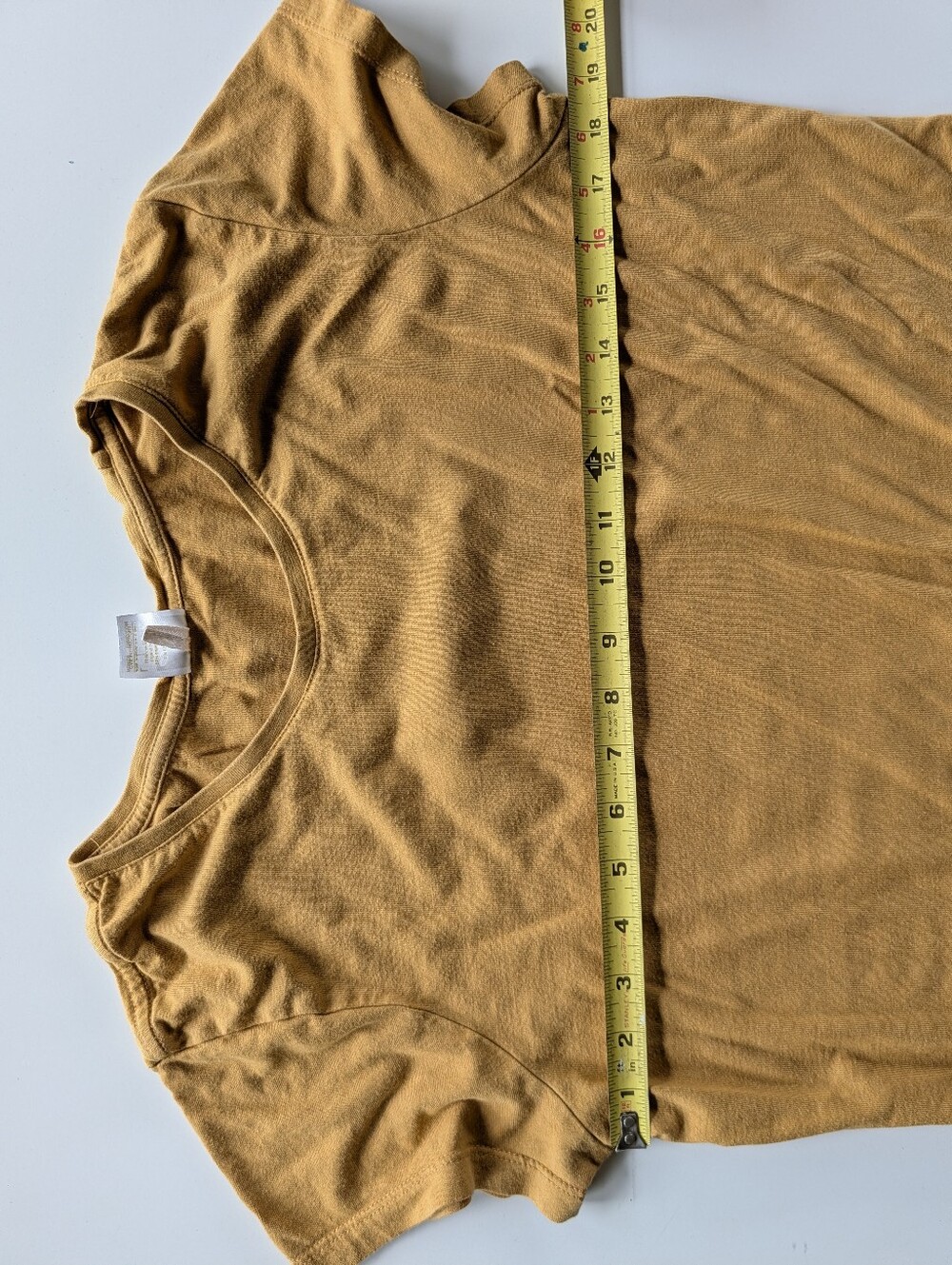 Onno Bamboo Tee Shirt Short Sleeve Yellow Ochre Mustard Women's Size Large - Picture 6 of 7